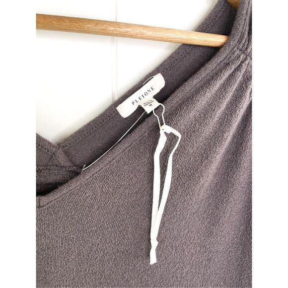 NWOT Pleione Womens V-Neck Short Sleeves Shirred Terry Cloth Textured Top M - Picture 3 of 8